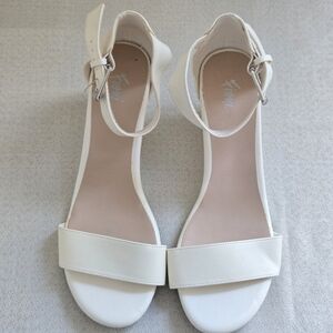 FIONI White Sandals Minimalist Design Women's 10 Comfortable Dressy Open Toe